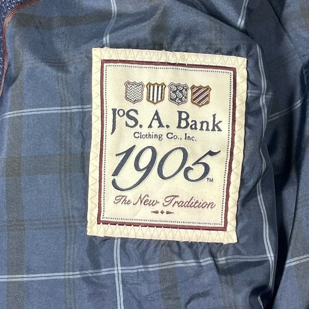 Jos. A. Bank‎ Blazer Mens 41R Blue Birdseye Weave Wool Tailored Fit Elbow Patch